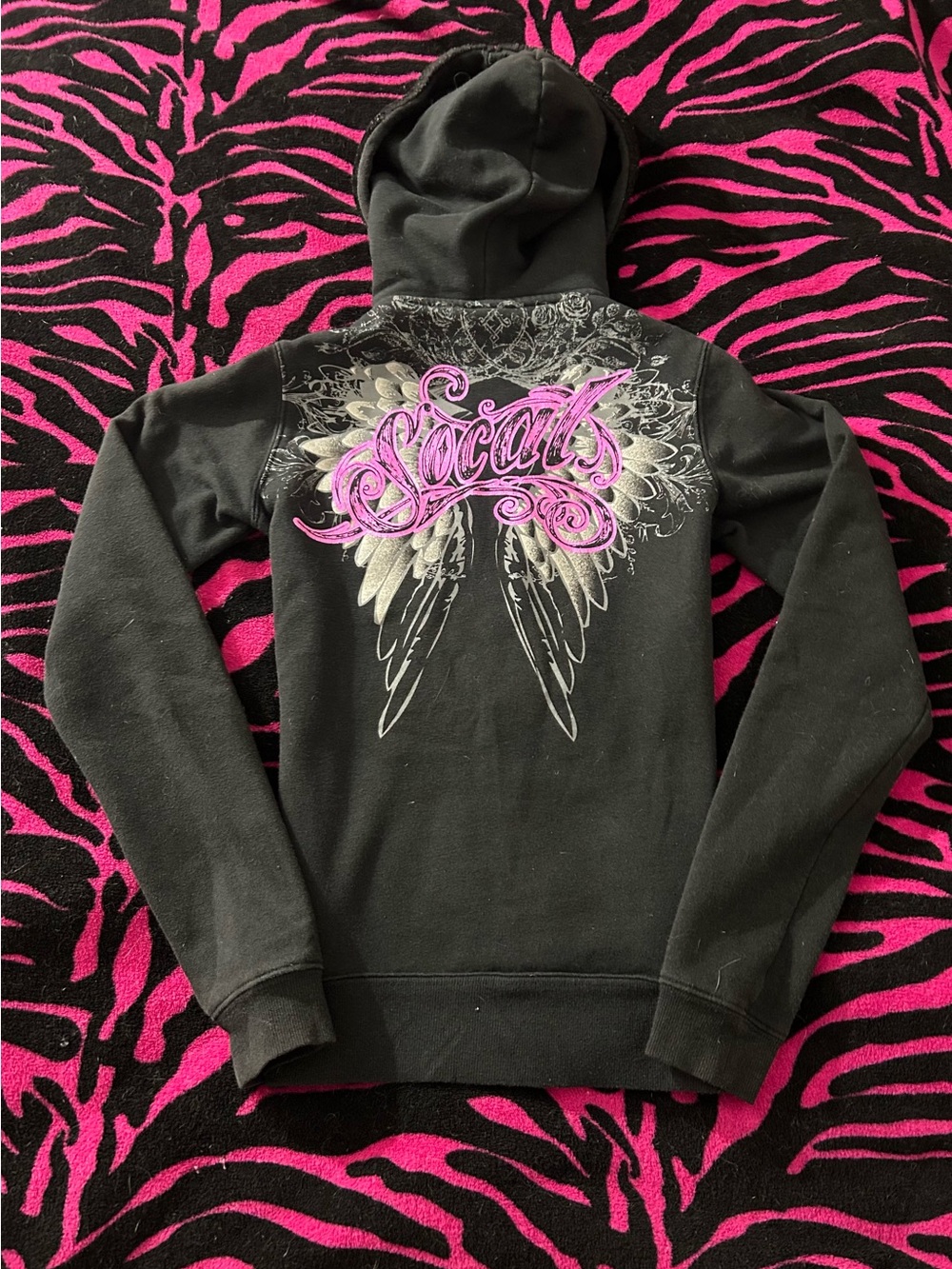 Y2K vintage grunge goth rare 2000s Socal zip up with wings